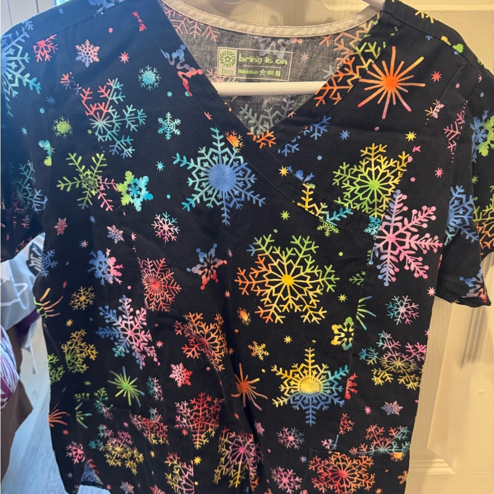 Women’s bring it on Snowflake scrub Top